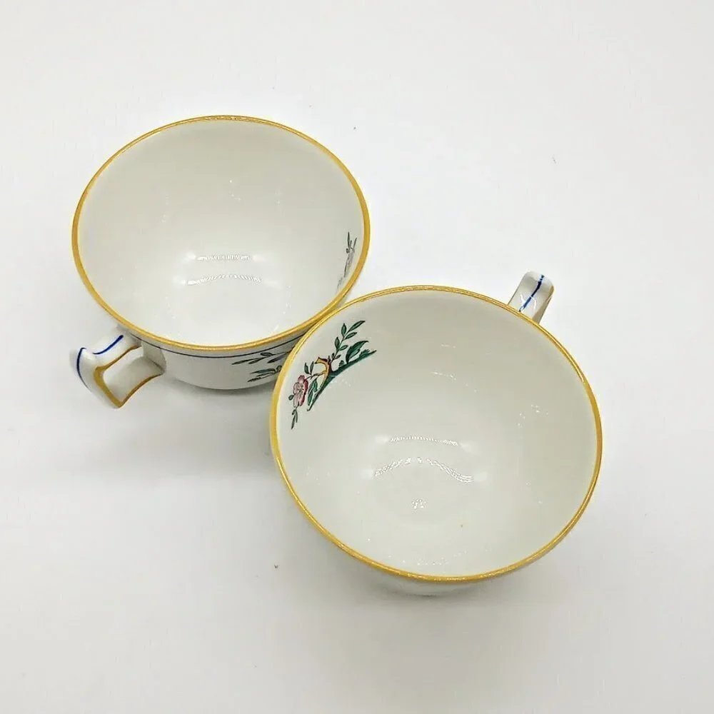 Spode Queen's Bird Floral Ceramic Footed Cups (2)